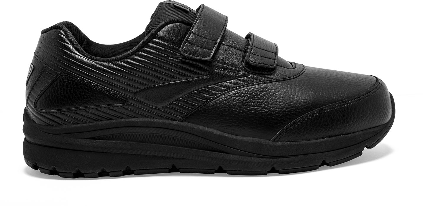 Side view Women's Brooks Footwear style name Addiction Walker V-Strap 2 Medium in color Black. Sku: 1120309-1B072