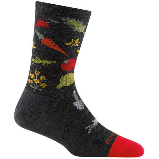 Quarter view Women's Darn Tough Sock style name Farmers Market Crew Light in color Charcoal. Sku: 6054-CHARCOAL