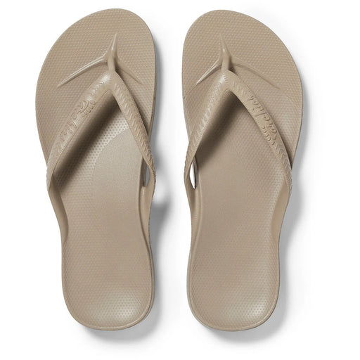 Quarter view Women's Archies Footwear style name Archies Flip in color Taupe. Sku: FLIP-TAUPE