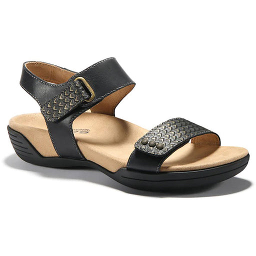 Quarter view Women's Halsa Footwear style name Dominica Wide in color Black. Sku: SEH02526W-23