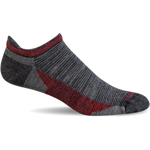 Quarter view Men's Sockwell Sock style name Cadence Micro in color Charcoal. Sku: SW162M-850