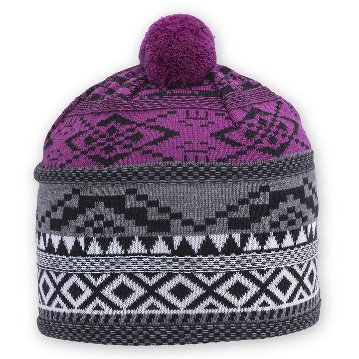 Quarter turn view Women's Pistil Hats style name Isabetta Beanie in color Magenta. Sku: 0194-MAGENTA