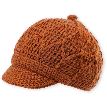 Quarter turn view Women's Pistil Hats style name Jax Billed Beanie in color Rust. Sku: 0197-RUST