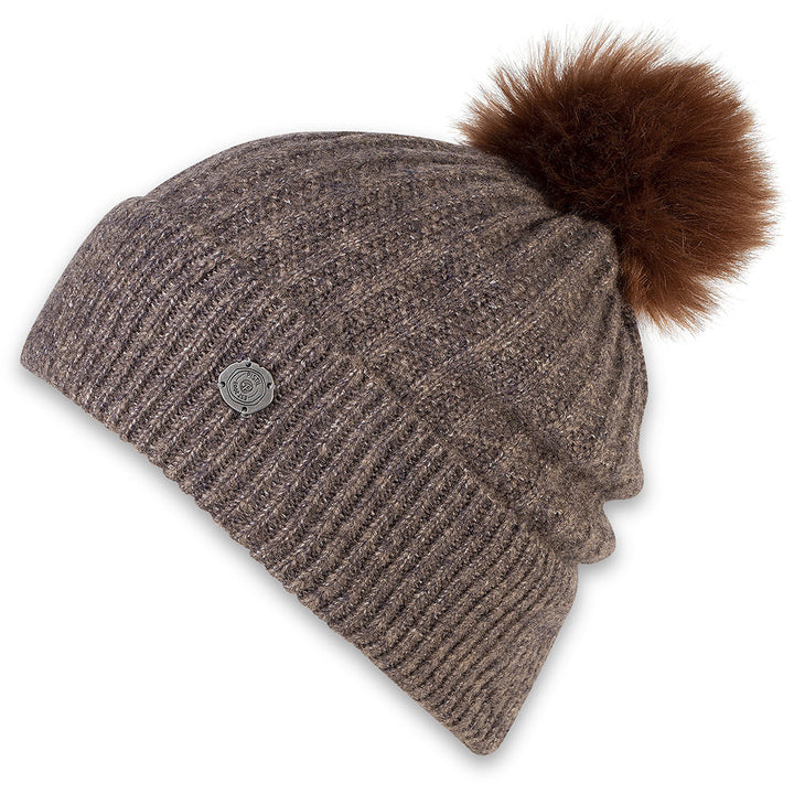 Quarter turn view Women's Pistil Hats style name Piper Beanie in color Cinder. Sku: 0270-CINDER