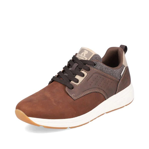 Quarter view Men's R-Evolution Footwear style name Joris 05 in color Noce/Kastanie. Sku: 07005-22