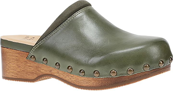 Quarter turn view Women's Dansko Footwear style name Andie in color OLIVE CALF. Sku: 10205281500