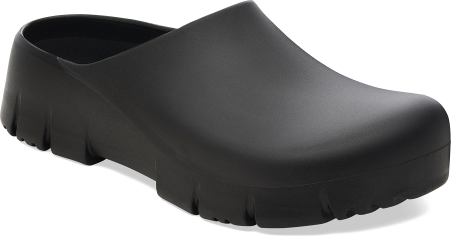 Quarter turn view Unisex Birkenstock Footwear style name Super Birki 2.0 Regular in color BLACK. Sku: 1025969