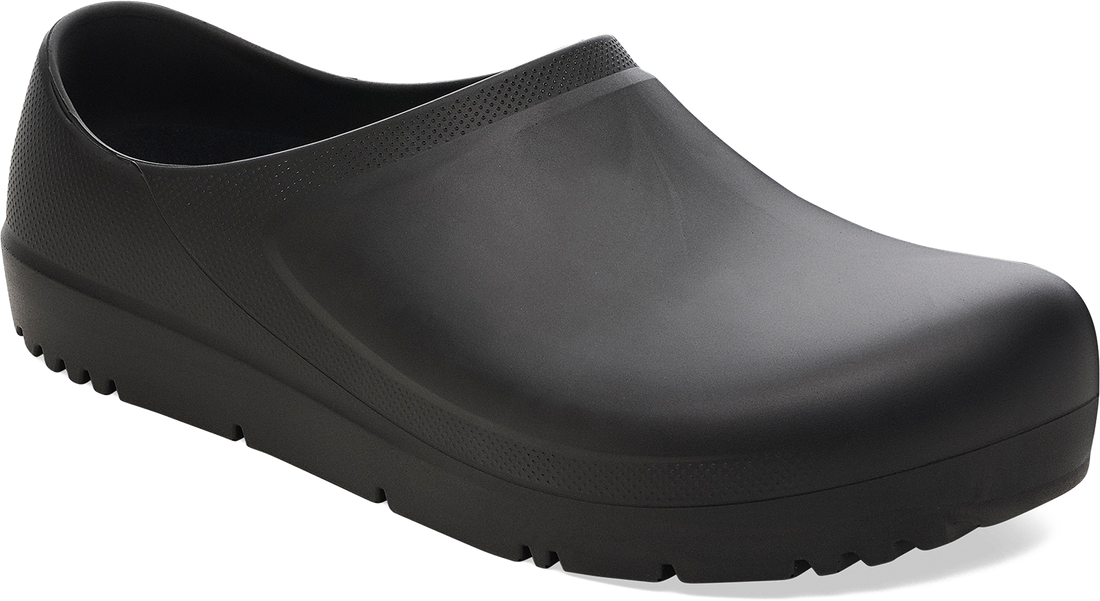 Quarter turn view Unisex Birkenstock Footwear style name Profi Birki 2.0 Regular in color BLACK. Sku: 1025975