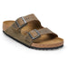 Quarter turn view Men's Birkenstock Footwear style name Arizona Suede/ Oiled Regular in color Thyme. Sku: 1028151