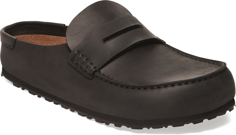 Quarter turn view Men's Birkenstock Footwear style name Naples 2.0 Oiled Men in color HABANA. Sku: 1029711