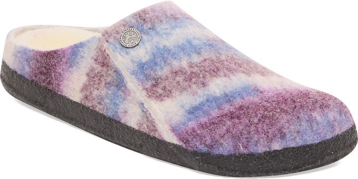 Quarter turn view Women's Birkenstock Footwear style name Zermatt Shearling Narrow in color MAUVE MULT. Sku: 1030848