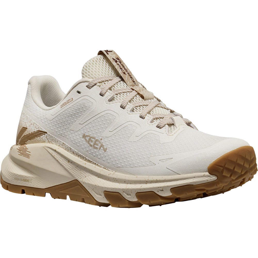 White and brown shoe with &