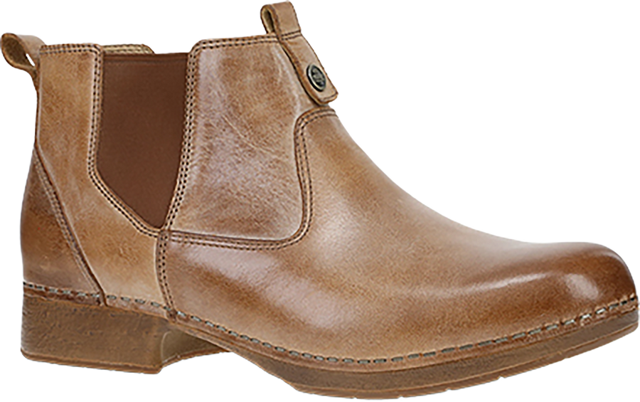 Quarter turn view Women's Dansko Footwear style name Michele in color TANWAX BRS. Sku: 10701640600