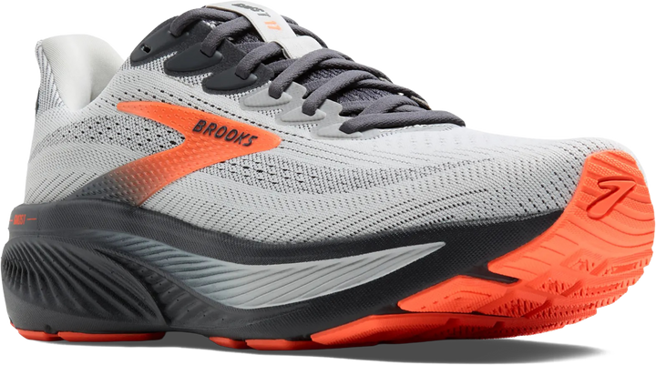 Quarter turn view Men's Brooks Footwear style name Ghost 17 Medium in color OYSTER MUS. Sku: 110442-1D048