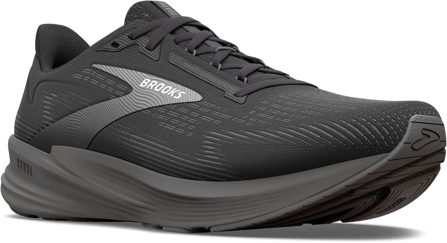 Quarter turn view Men's Brooks Footwear style name Revel 8 Wide in color PR/BLKPR. Sku: 110468-2E014