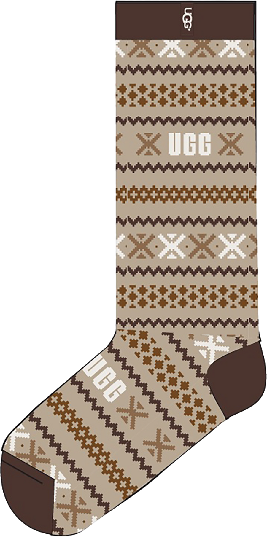 Quarter turn view Women's UGG Sock style name Leslie Graphic Crew Sock in color CMLTG. Sku: 1105868-CMLTG