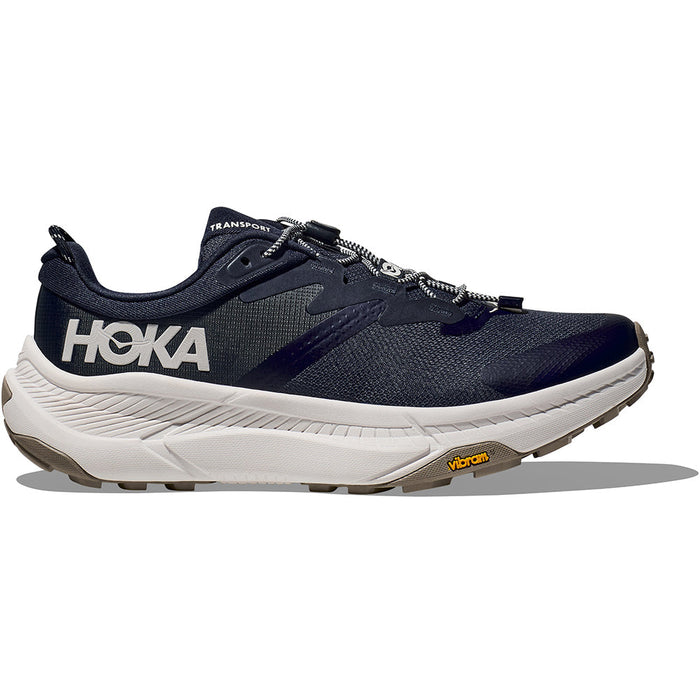 Quarter turn view Men's Hoka Footwear style name Transport in color Varsity Navy. Sku: 1123153-VYN