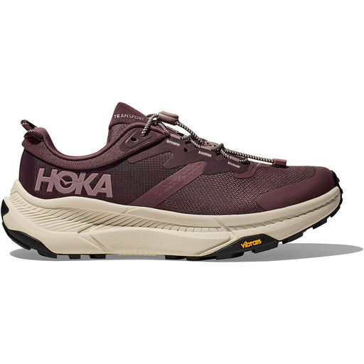 Quarter turn view Women's Hoka Footwear style name Transport in color Smoky Quartz/ Oat Milk. Sku: 1123154STZ