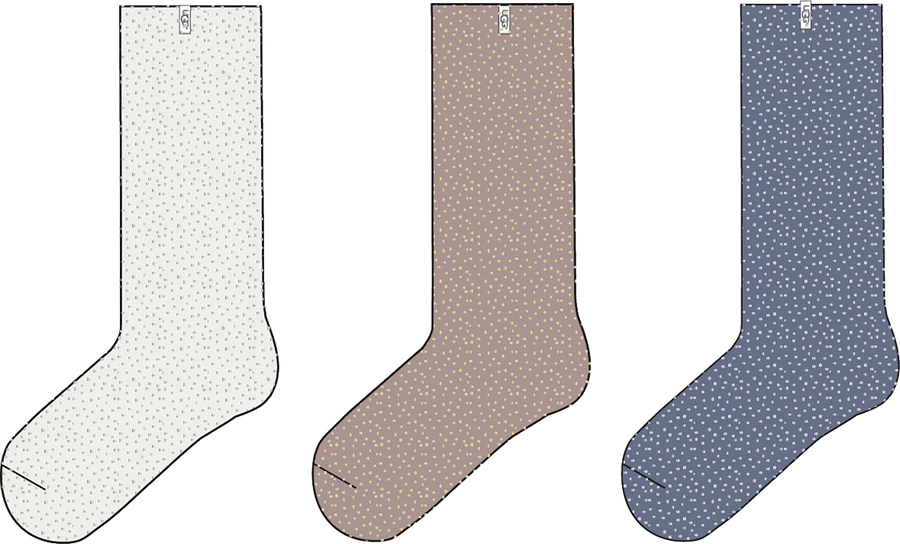 Quarter turn view Women's UGG Sock style name Leda Sparkle 3 Pack in color CMD. Sku: 1123776-CMD
