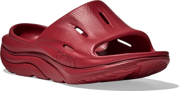 Quarter turn view Women's HOKA Footwear style name Ora Recovery Slide 3 in color PRPP. Sku: 1135061-PRPP