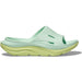 Quarter turn view Women's Hoka Footwear style name Ora Recovery Slide 3 in color Aqua Breeze/ Celery Juice. Sku: 1135061AZC