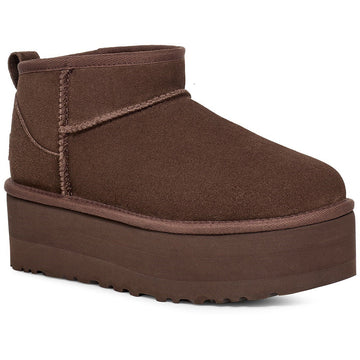 Quarter turn view Women's UGG Footwear style name Classic Ultra Mini Platform in color Burnt Cedar. Sku: 1135092BCDR