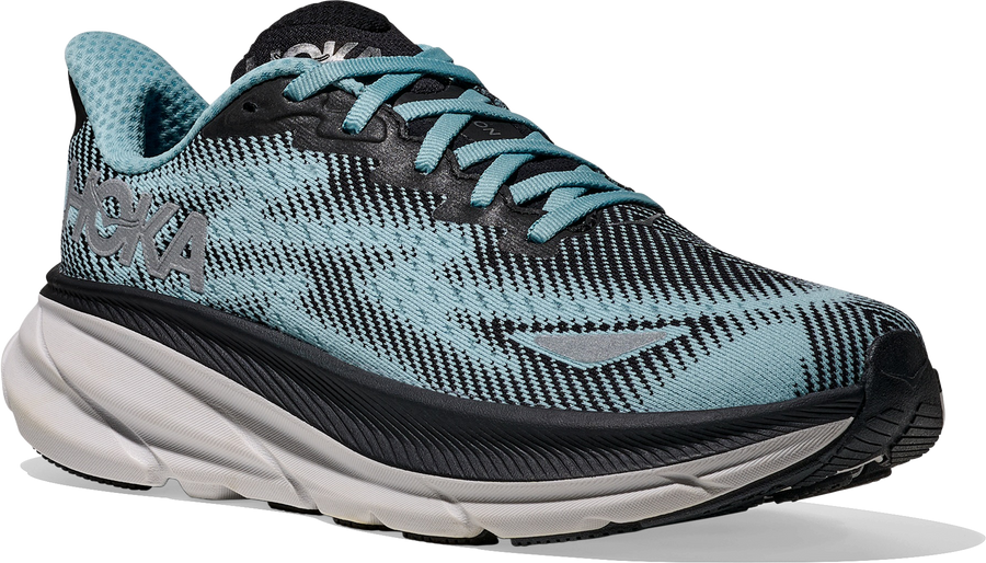 Quarter turn view Women's HOKA Footwear style name Clifton 9 GTX in color BNDR. Sku: 1141490F-BNDR