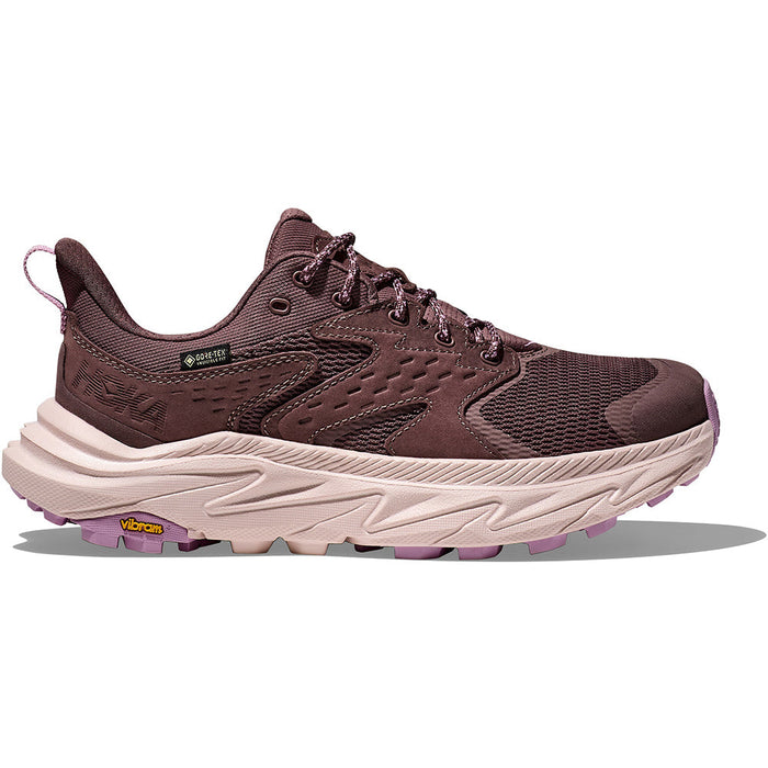 Quarter turn view Women's Hoka Footwear style name Anacapa 2 Low GTX in color Smoky Quartz/ Cosmic Pearl. Sku: 1142830FSYQ