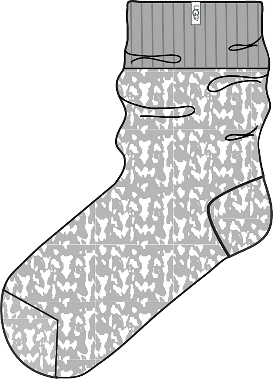 Quarter turn view Women's UGG Sock style name Rib Knit Slouchy Quarter in color SEAL. Sku: 1153340-SEL