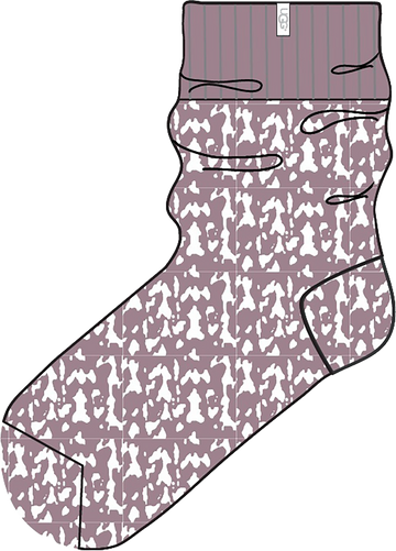 Quarter turn view Women's UGG Sock style name Rib Knit Slouchy Quarter in color SHADOW. Sku: 1153340-SHAD