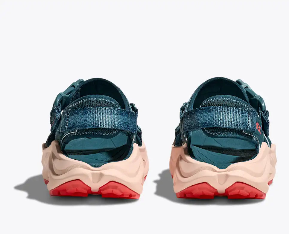 Pair of blue and red sneakers on a white background