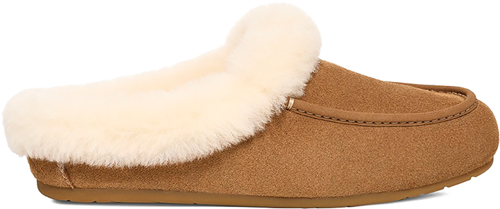 Quarter turn view Women's UGG Footwear style name Ansley Mule in color CHESTNUT. Sku: 1171391-CHE