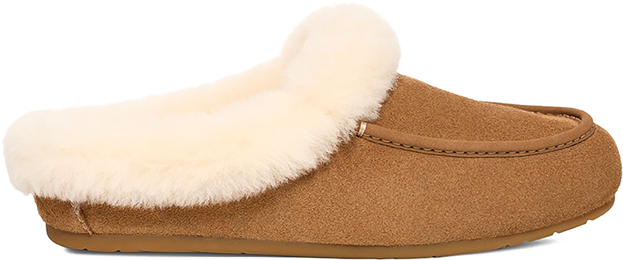 Quarter turn view Women's UGG Footwear style name Ansley Mule in color CHESTNUT. Sku: 1171391-CHE