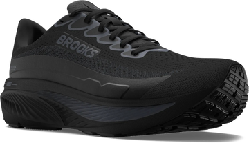 Quarter turn view Women's Brooks Footwear style name Ghost 17 GTX Medium in color BLK/BLK/EB. Sku: 120451-1B020