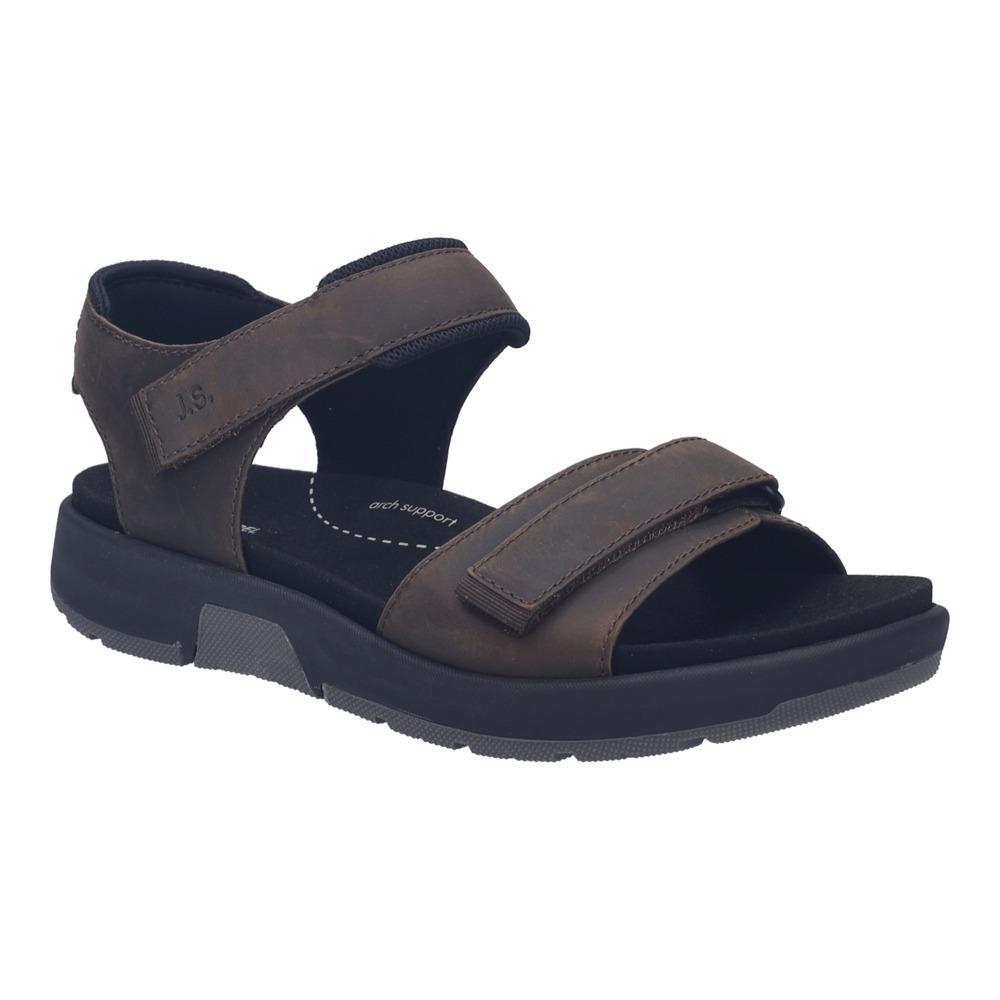 Brown sandal with black sole on a white background