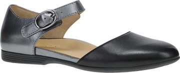Quarter turn view Women's Dansko Footwear style name Liv in color BLK/PEWTER. Sku: 2049020200