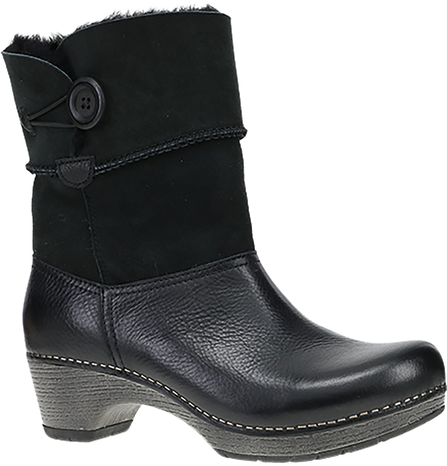 Quarter turn view Women's Dansko Footwear style name Lillith in color BLK WAX ML. Sku: 2223020200