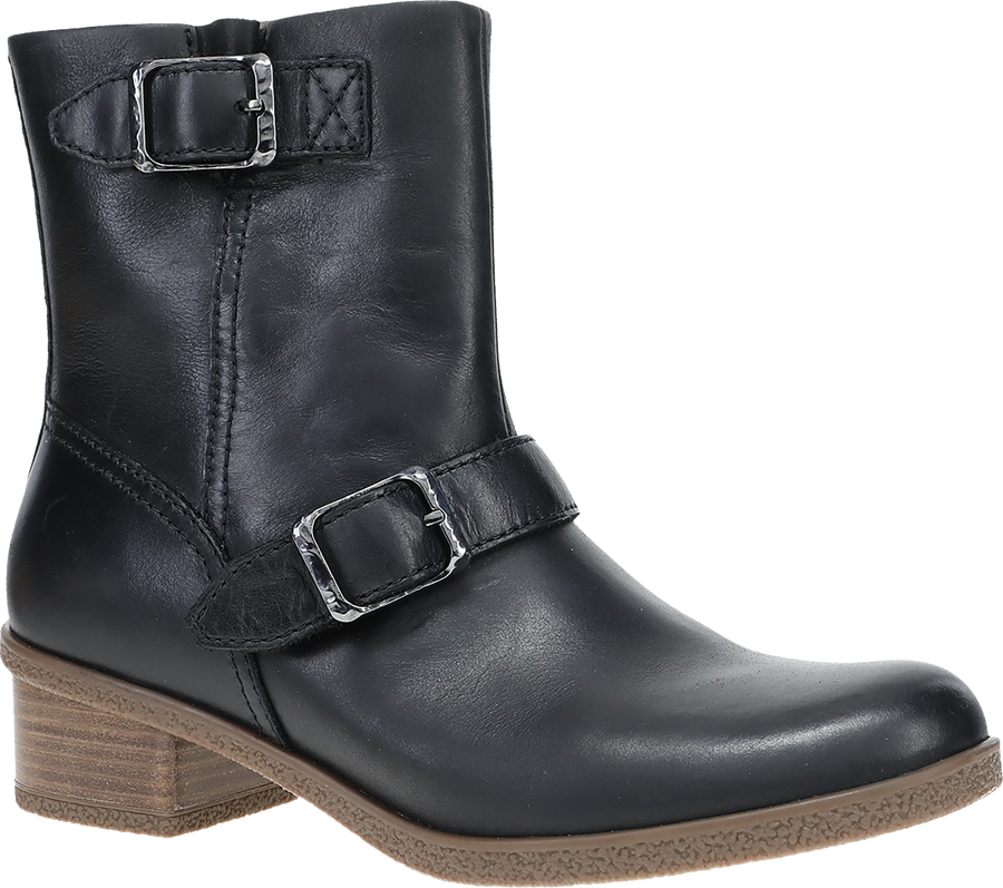 Quarter turn view Women's Dansko Footwear style name Delphine Waterproof in color BLACK WP. Sku: 2933502300