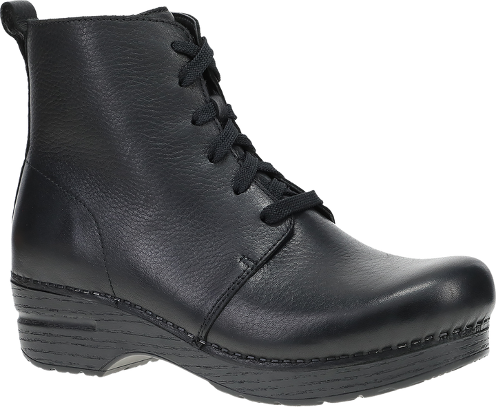 Quarter turn view Women's Dansko Footwear style name Sigourney in color BLACK TUMB. Sku: 336870202