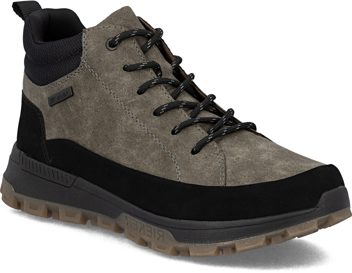 Quarter turn view Men's Rieker Footwear style name Finn 08 Waterproof in color SCHWZ/KAFF. Sku: 35508-25