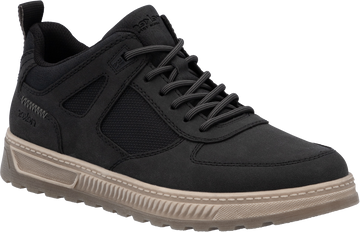 Quarter turn view Men's Rieker Footwear style name Ralf 04 in color SCHWARZ. Sku: 37004-00