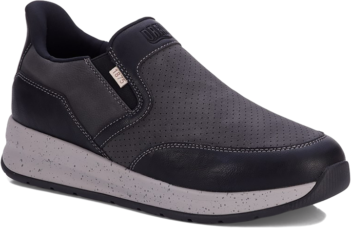 Quarter turn view Men's Drew Footwear style name Caleb 6E in color BLK COMBO. Sku: 40117-196E