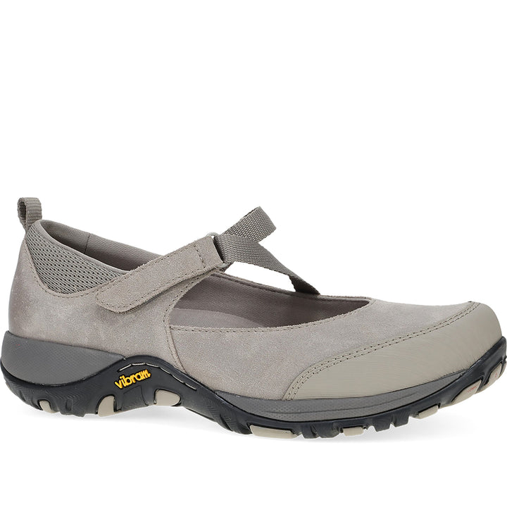 Quarter turn Women's Dansko Footwear style name Primrose in color Taupe Suede. Sku: 4363150200