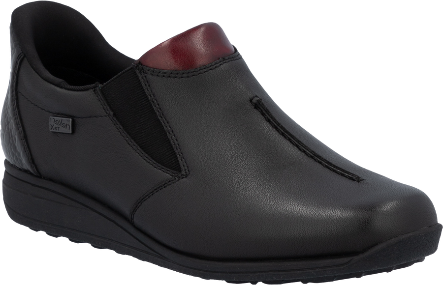 Quarter turn view Women's Rieker Footwear style name Donna 53 Waterproof in color SCH/BUR/GR. Sku: 47253-00