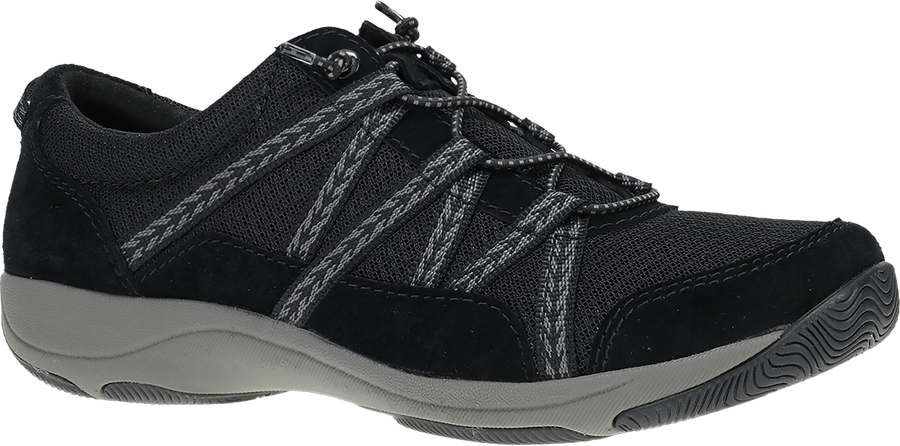 Quarter turn view Women's Dansko Footwear style name Harlyn in color BLK/BLK SD. Sku: 4854100210
