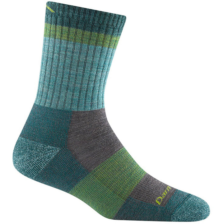 Quarter turn view Women's Darn Tough Sock style name Head Betty Light Crew in color Aqua. Sku: 5018-AQUA