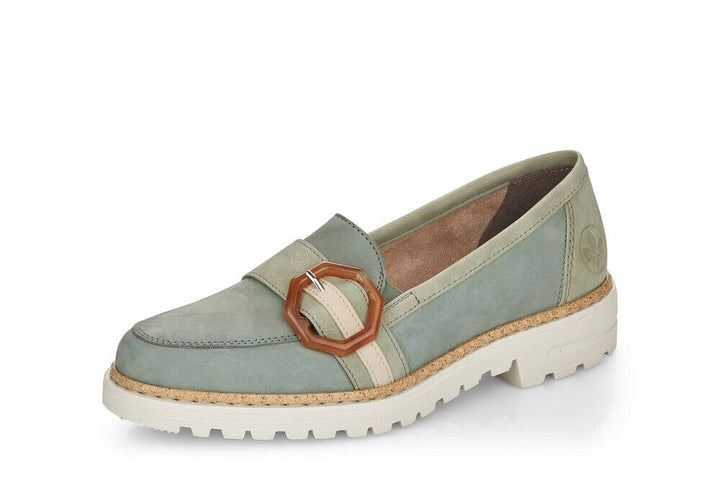 Quarter view Women's Rieker Footwear style name Ulla 64 in color Mint. Sku: 54864-52