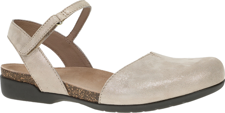 Quarter turn view Women's Dansko Footwear style name Rowan in color BEIGE SPRK. Sku: 6025175300