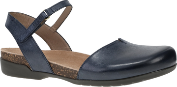 Quarter turn view Women's Dansko Footwear style name Rowan in color NVY WAX BR. Sku: 6025545300