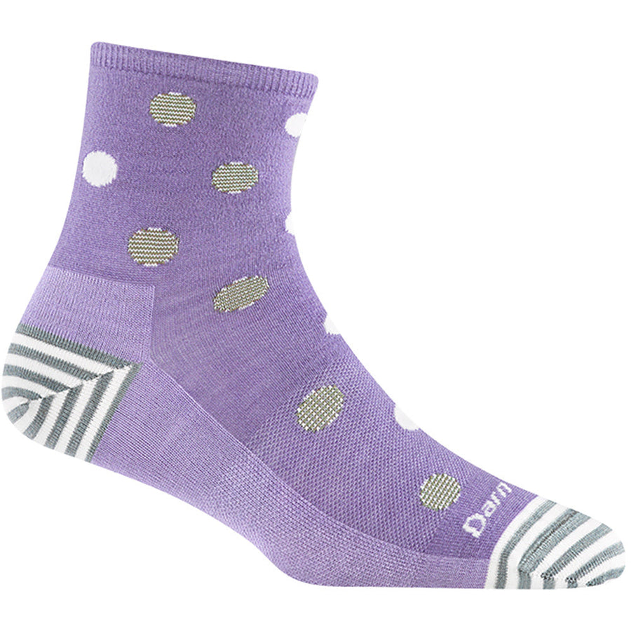 Quarter turn view Women's Darn Tough Sock style name Dottie Short Light in color Lavender. Sku: 6103-LAVENDER